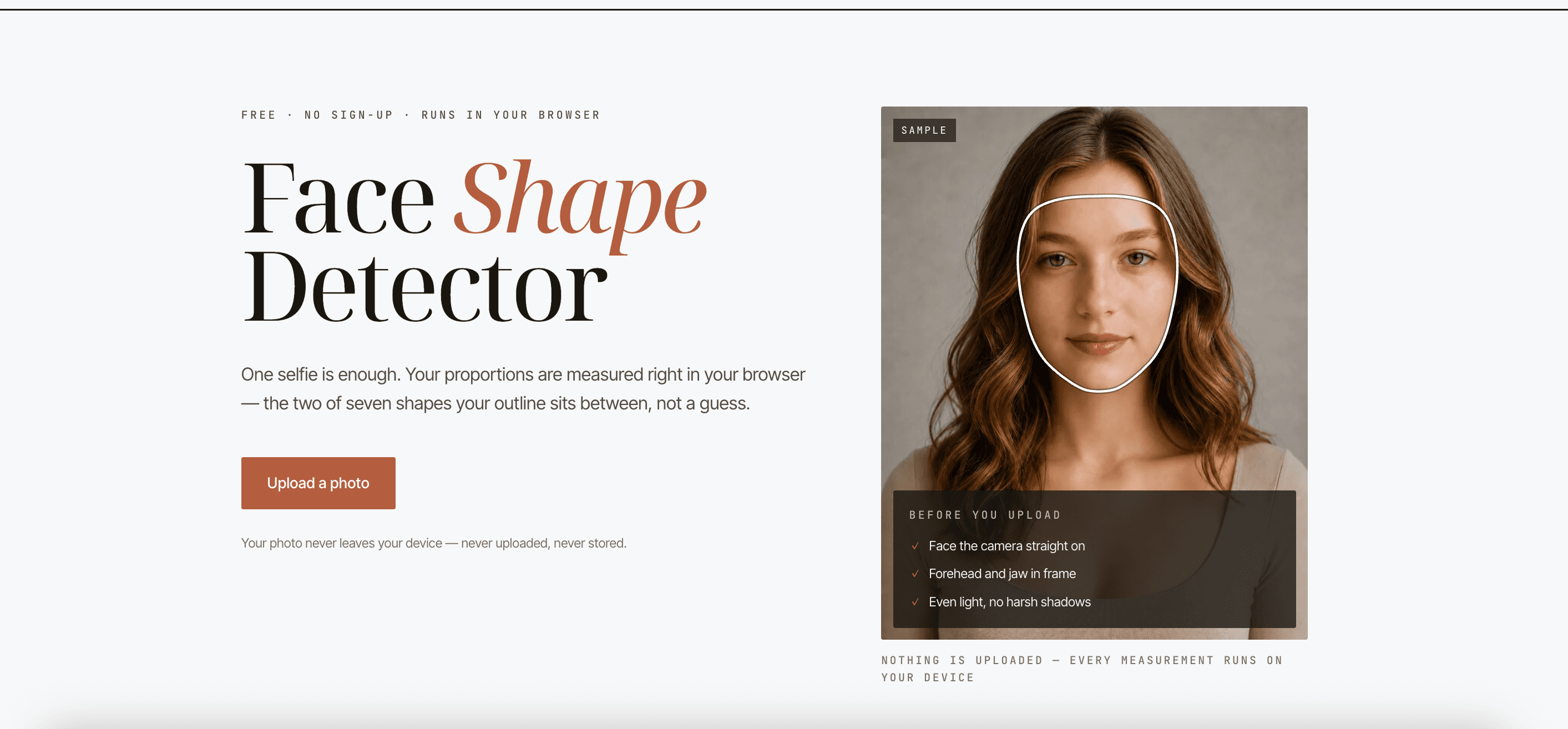 Face shape detector with measurement overlay